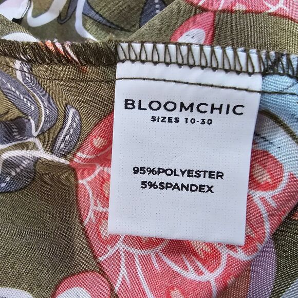 Bloomchic Blouse Women's 2X Multi Color 3/4 Sleeve V Neck Tropical Print NWT - Picture 8 of 10